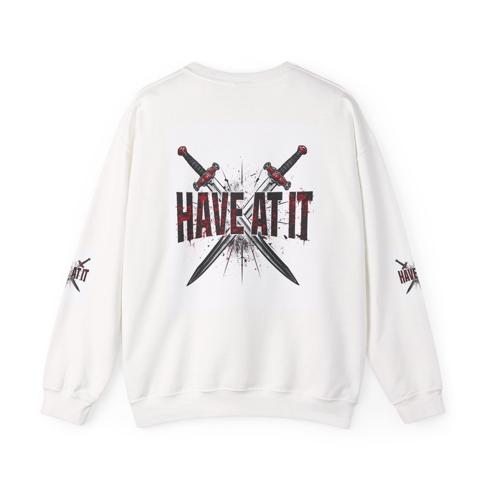 Have At It crossed swords crewneck sweatshirt | warrior dagger graphic - Image 2