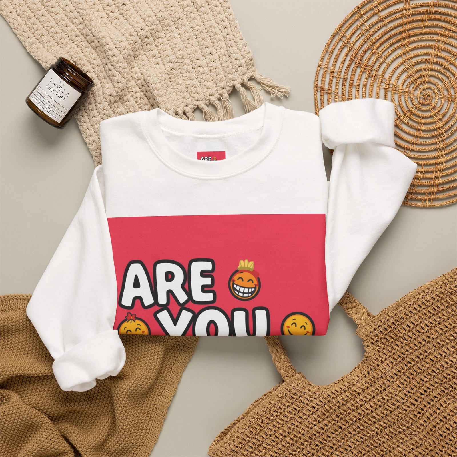 Are You Okay? Crewneck Sweatshirt | Retro Emoji Graphic - Image 4