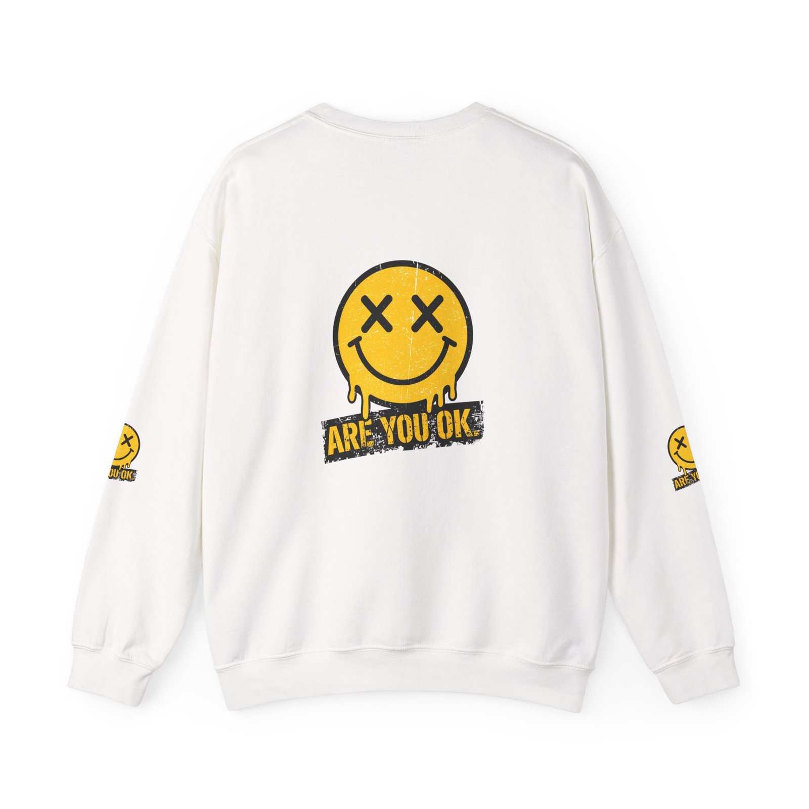 Melting Smiley Face ARE YOU OK sweatshirt | Graphic Streetwear Crewneck - Image 2