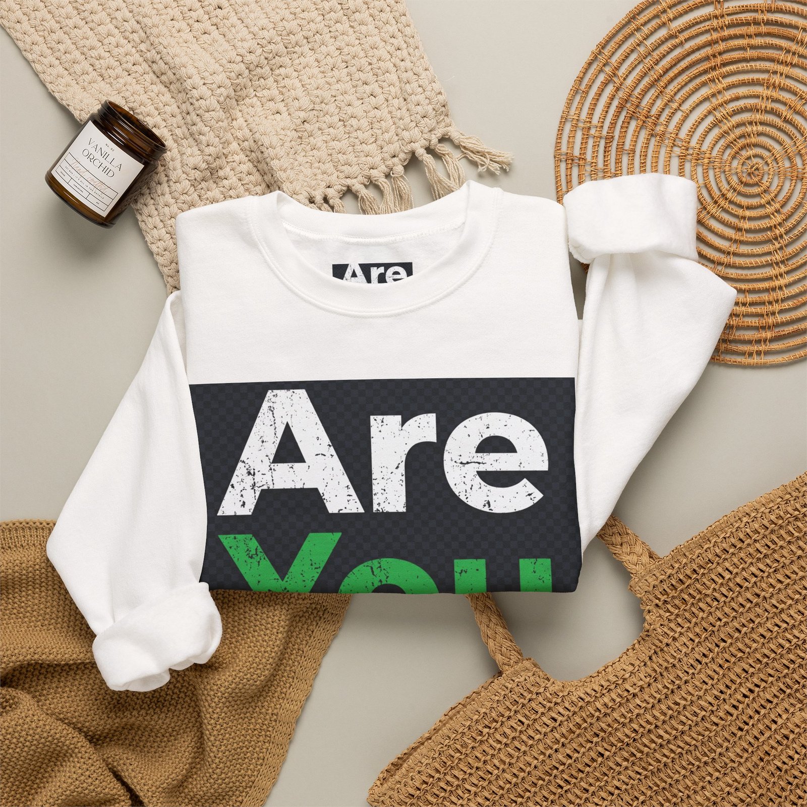 Are You OK sweatshirt | Text graphic crewneck with sad face - Image 4