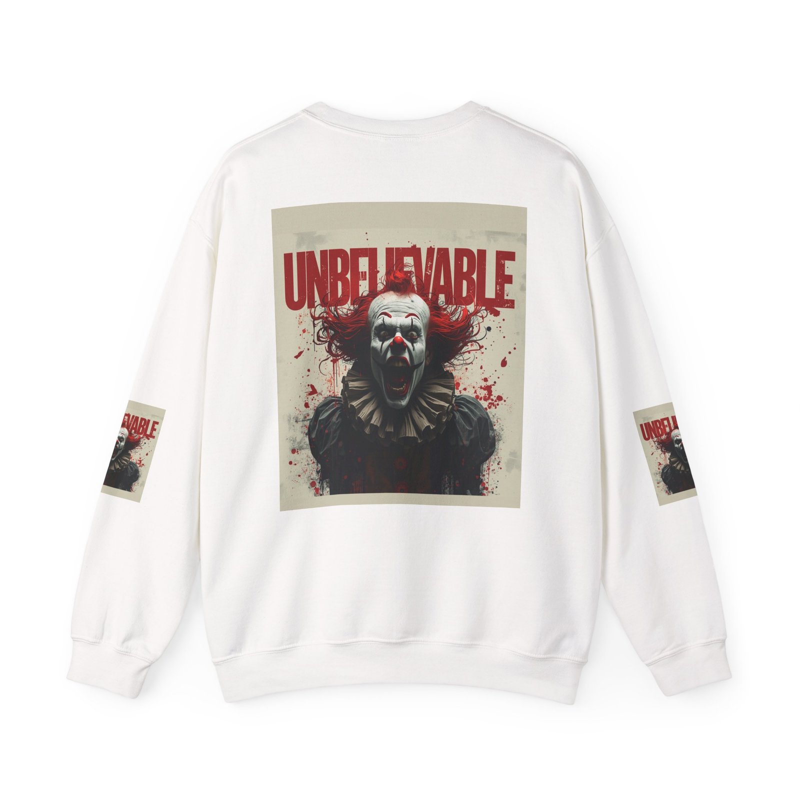 Unbelievable Clown Crewneck Sweatshirt | Horror Graphic Pullover - Image 2