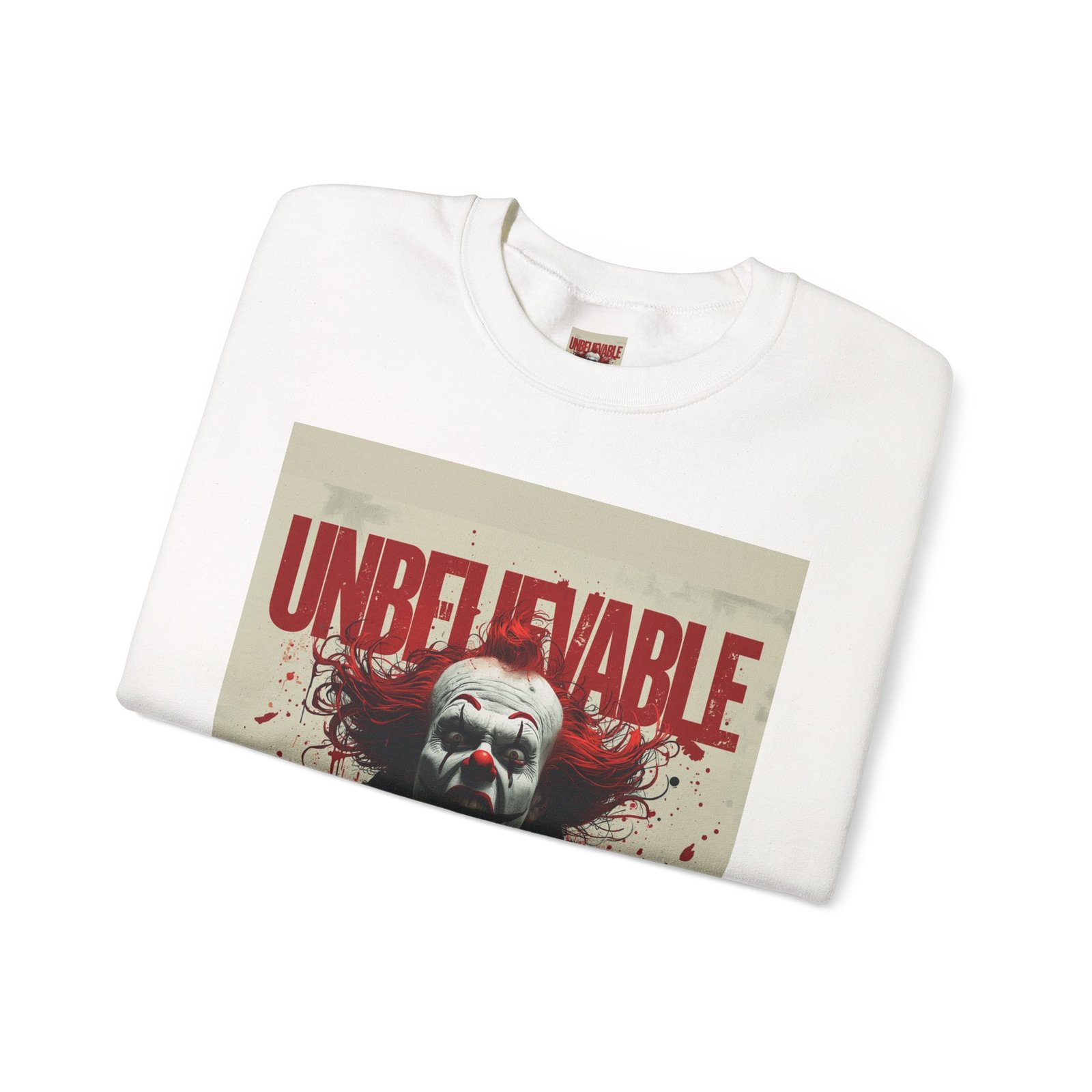 Unbelievable Clown Crewneck Sweatshirt | Horror Graphic Pullover - Image 3