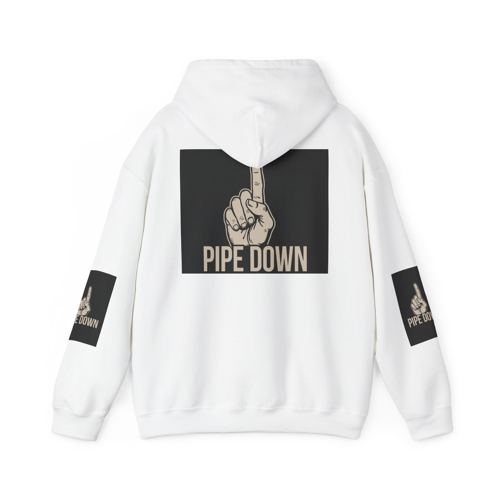 Pipe Down finger shushing Hoodie | Graphic Hooded Sweatshirt - Image 2