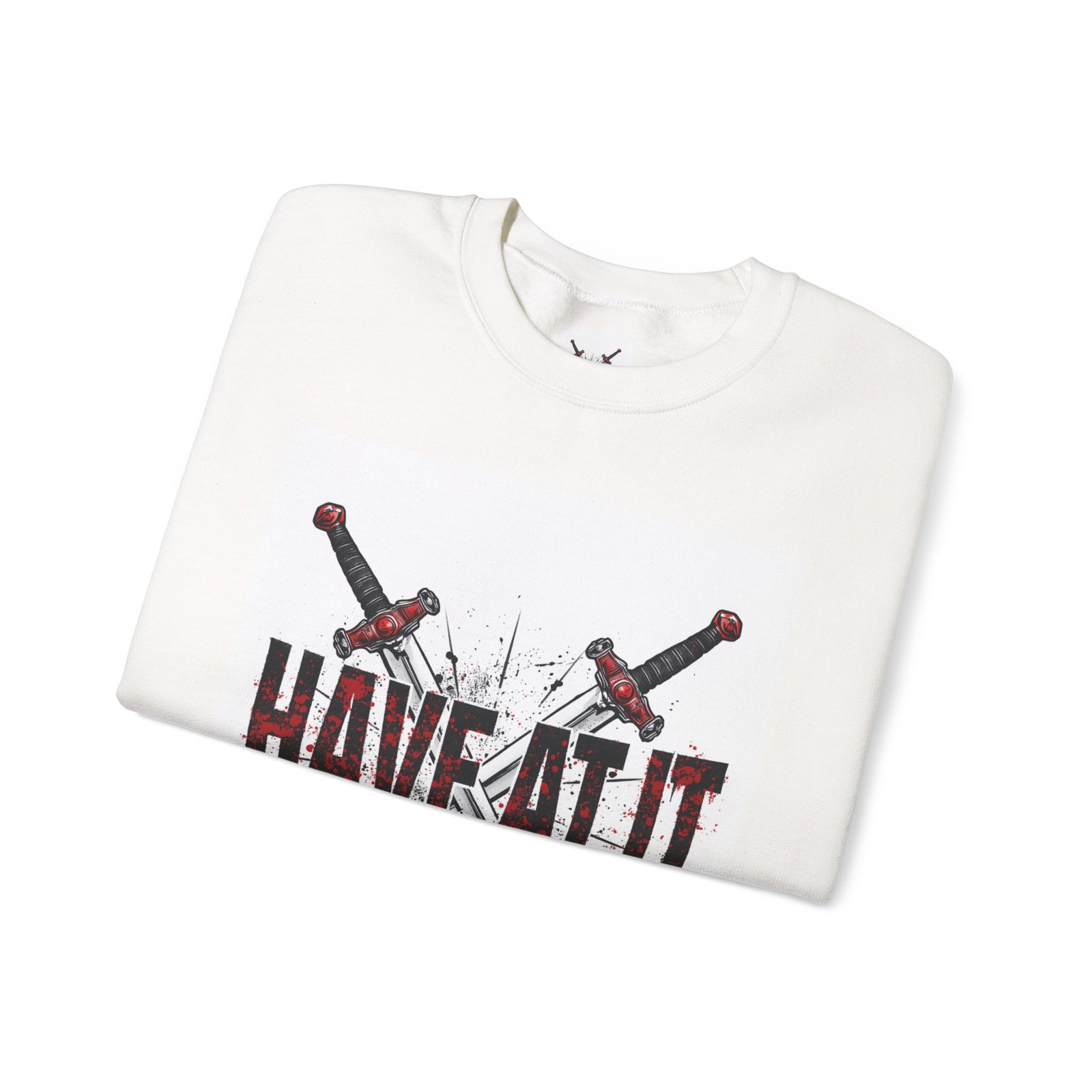 Have At It crossed swords crewneck sweatshirt | warrior dagger graphic - Image 3