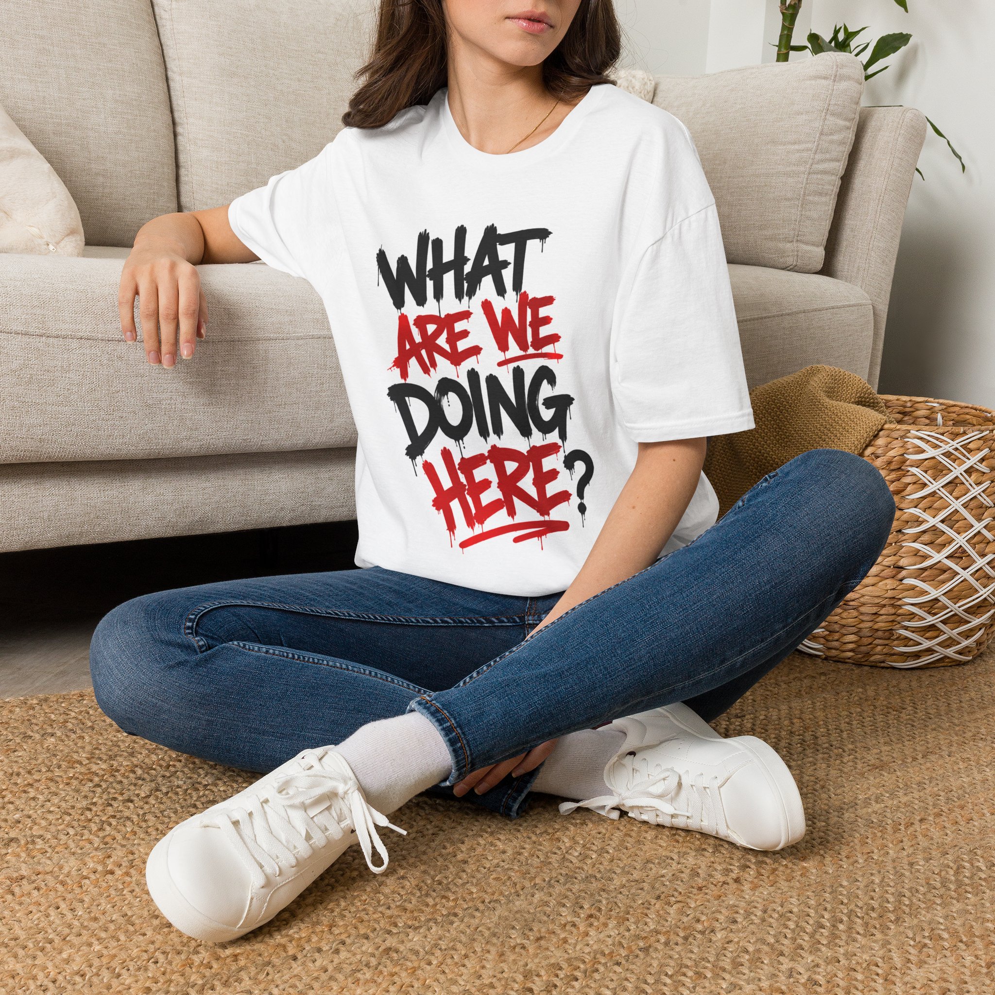 What Are We Doing Here? T-Shirt | Graffiti Text Tee - Image 2