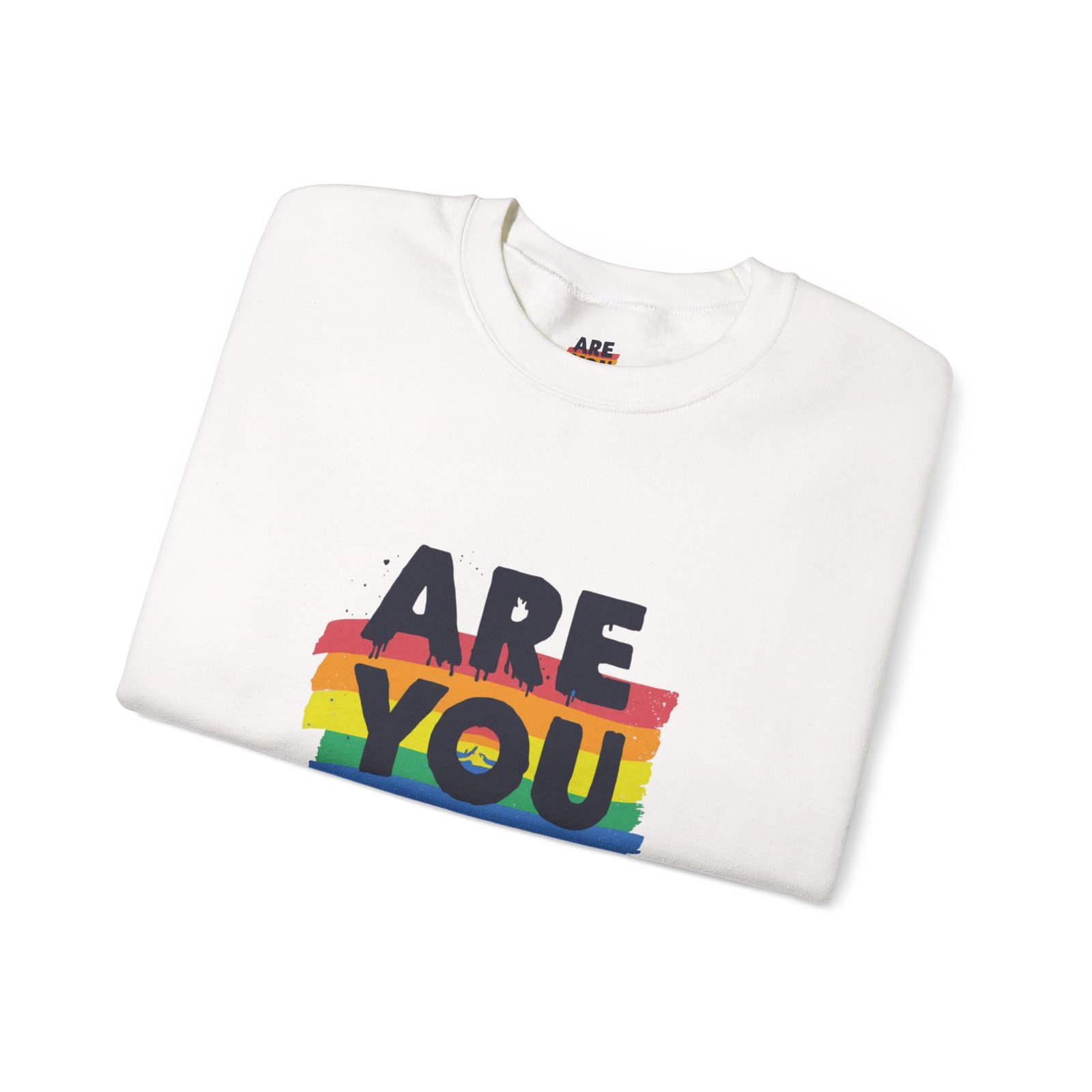 Are You OK? Rainbow Drip Crewneck Sweatshirt | Mental Health Pride - Image 3