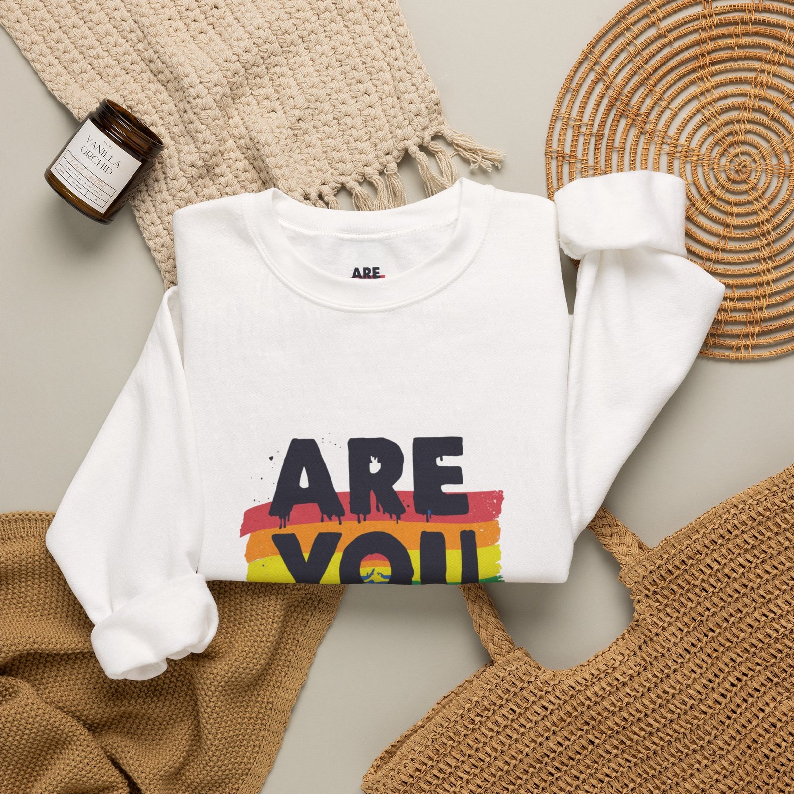 Are You OK? Rainbow Drip Crewneck Sweatshirt | Mental Health Pride - Image 4