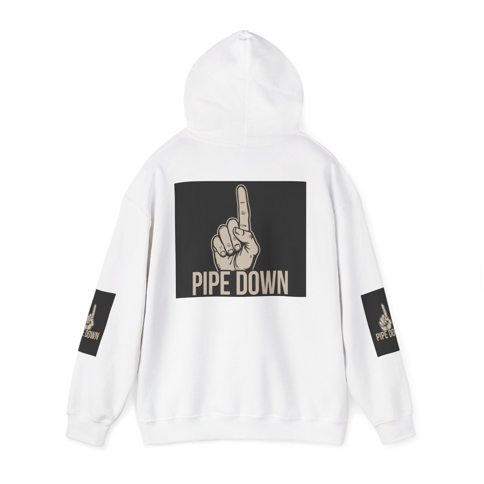 Pipe Down finger shushing Hoodie | Graphic Hooded Sweatshirt - Image 3