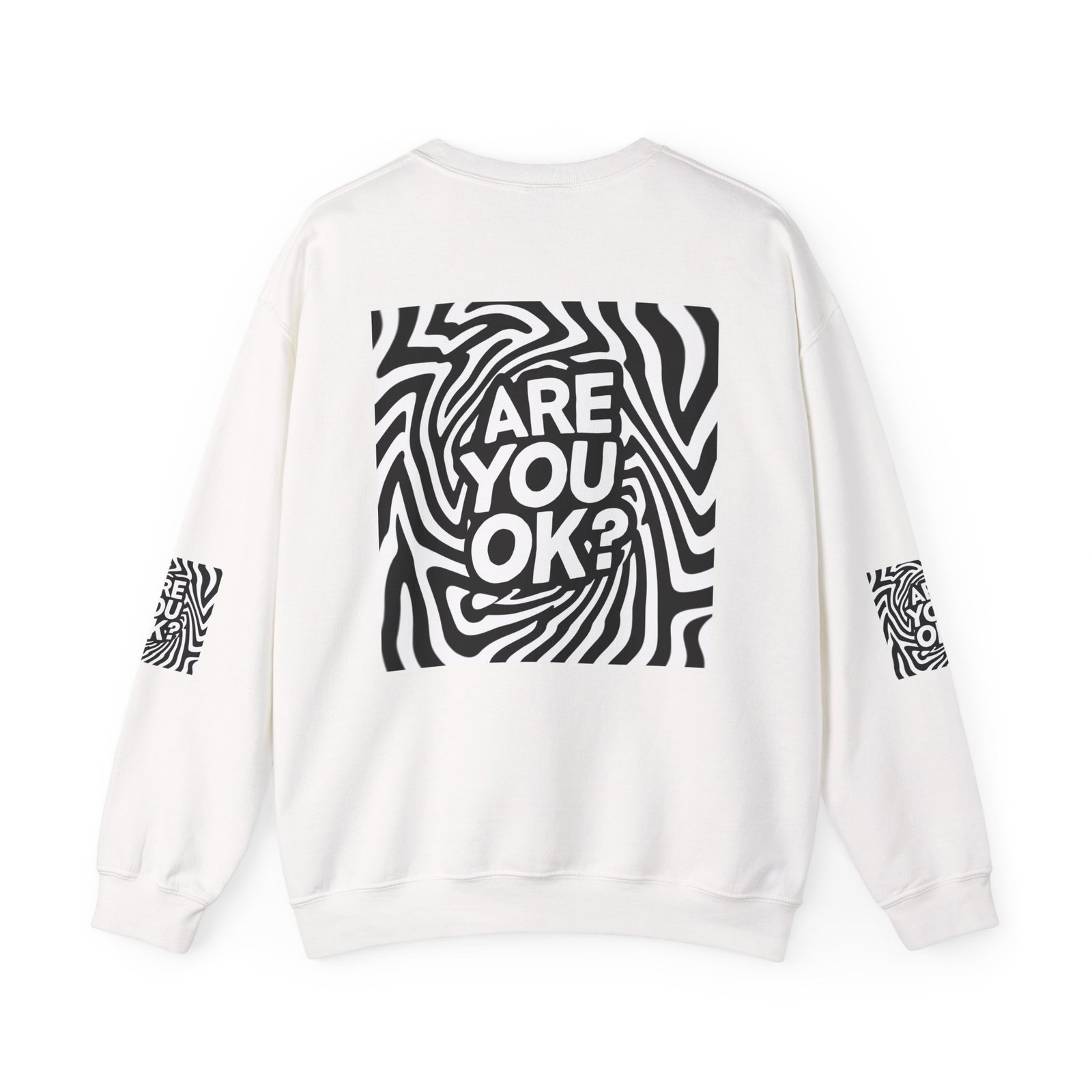 Are You OK? psychedelic swirl crewneck sweatshirt | mental health graphic - Image 2