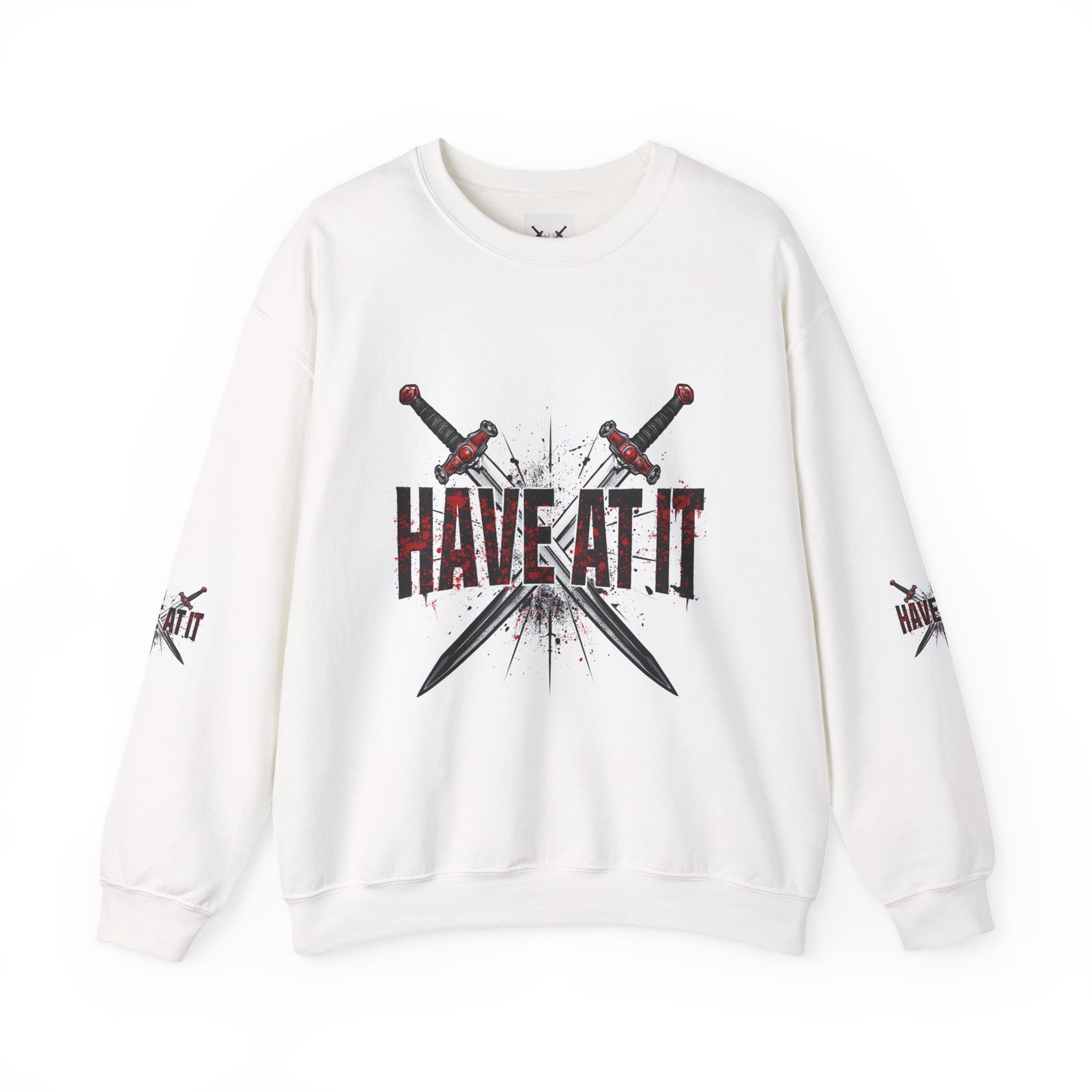 Have At It crossed swords crewneck sweatshirt | warrior dagger graphic