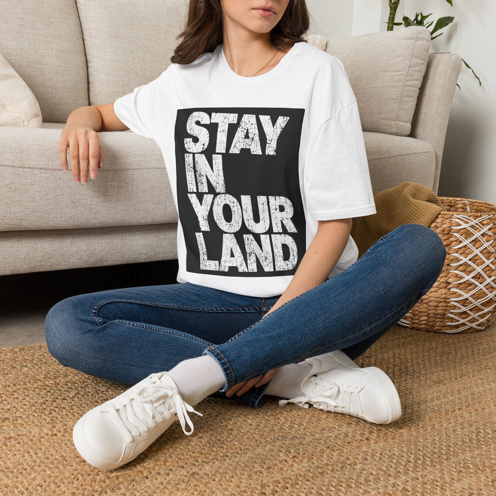 Stay In Your Lane T-Shirt | Bold Distressed Typography - Image 2