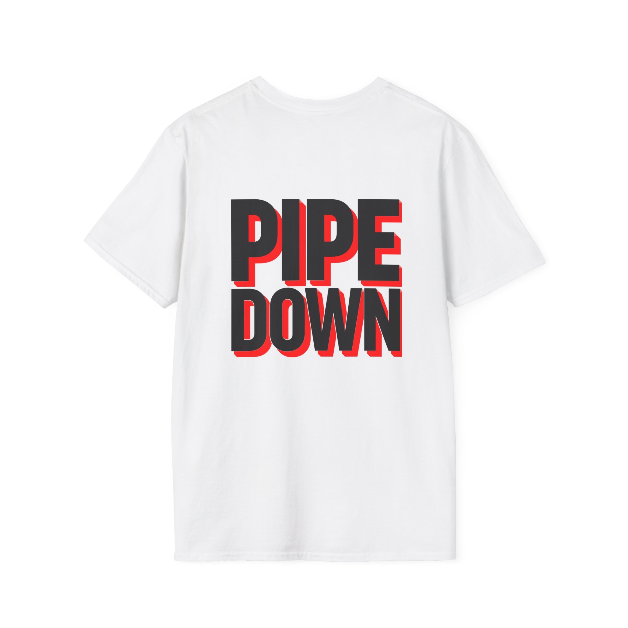 Pipe Down T-Shirt | Bold 3D Text Graphic - Image 4