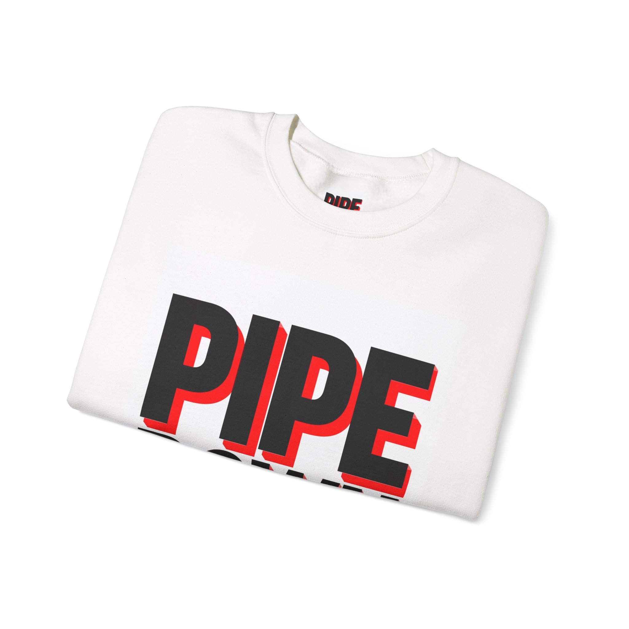 Pipe Down sweatshirt | Bold 3D text crewneck, white pullover - Image 3