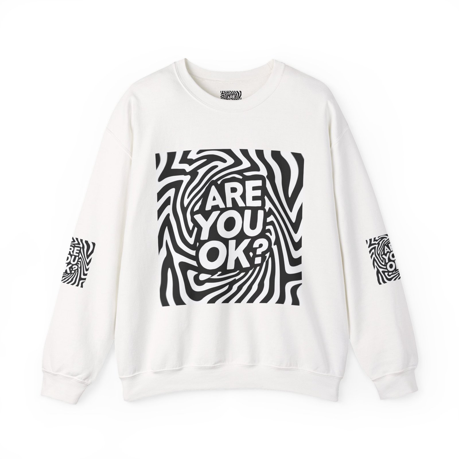 Are You OK? psychedelic swirl crewneck sweatshirt | mental health graphic