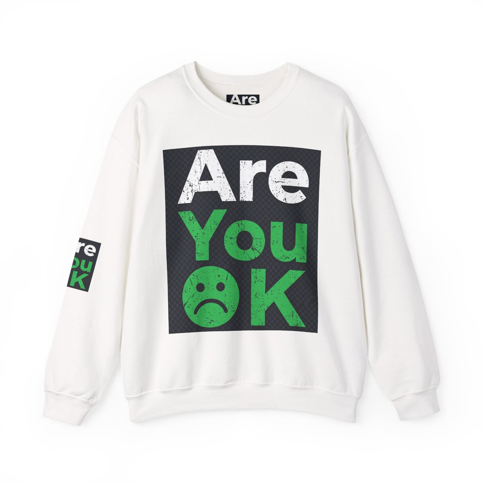 Are You OK sweatshirt | Text graphic crewneck with sad face