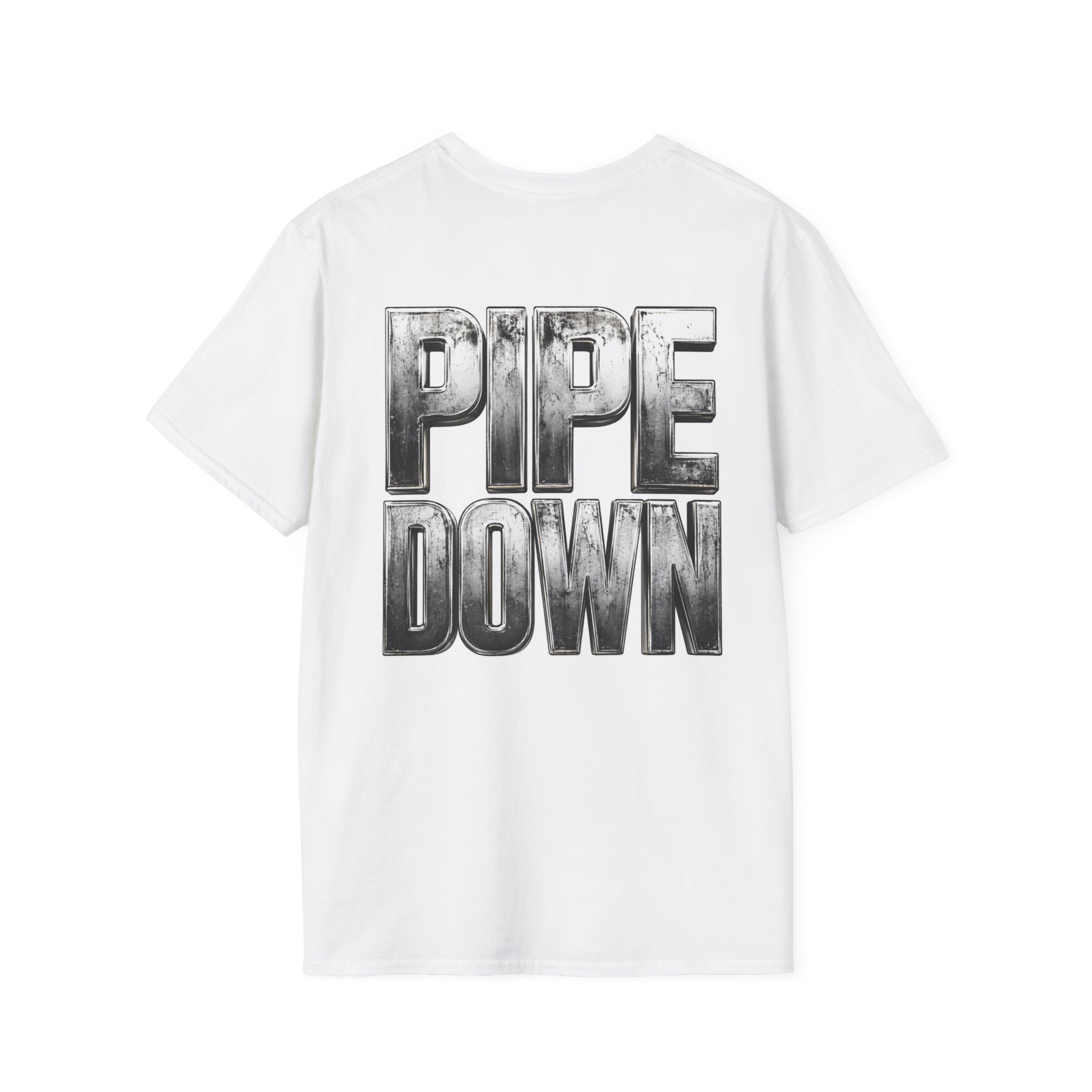 Pipe Down T-Shirt | Metallic Lettering, Graphic Statement Tee - Image 4