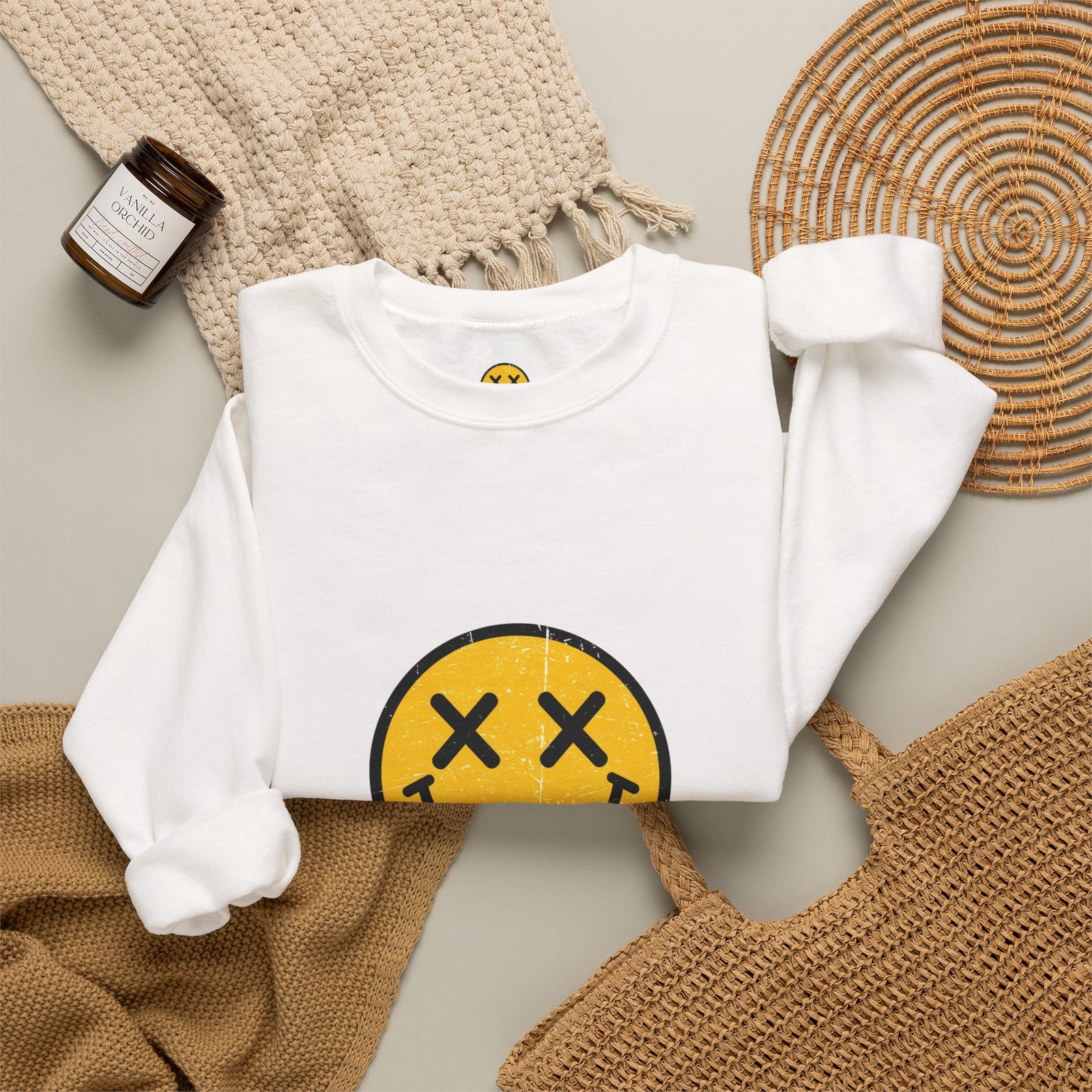 Melting Smiley Face ARE YOU OK sweatshirt | Graphic Streetwear Crewneck - Image 4