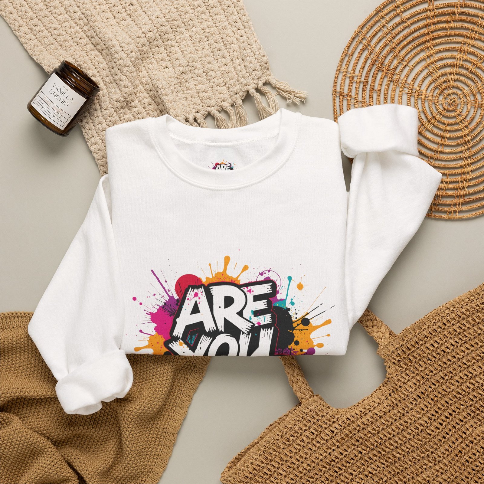 Are You OK? Sweatshirt | Graffiti Paint Splash Crewneck - Image 4