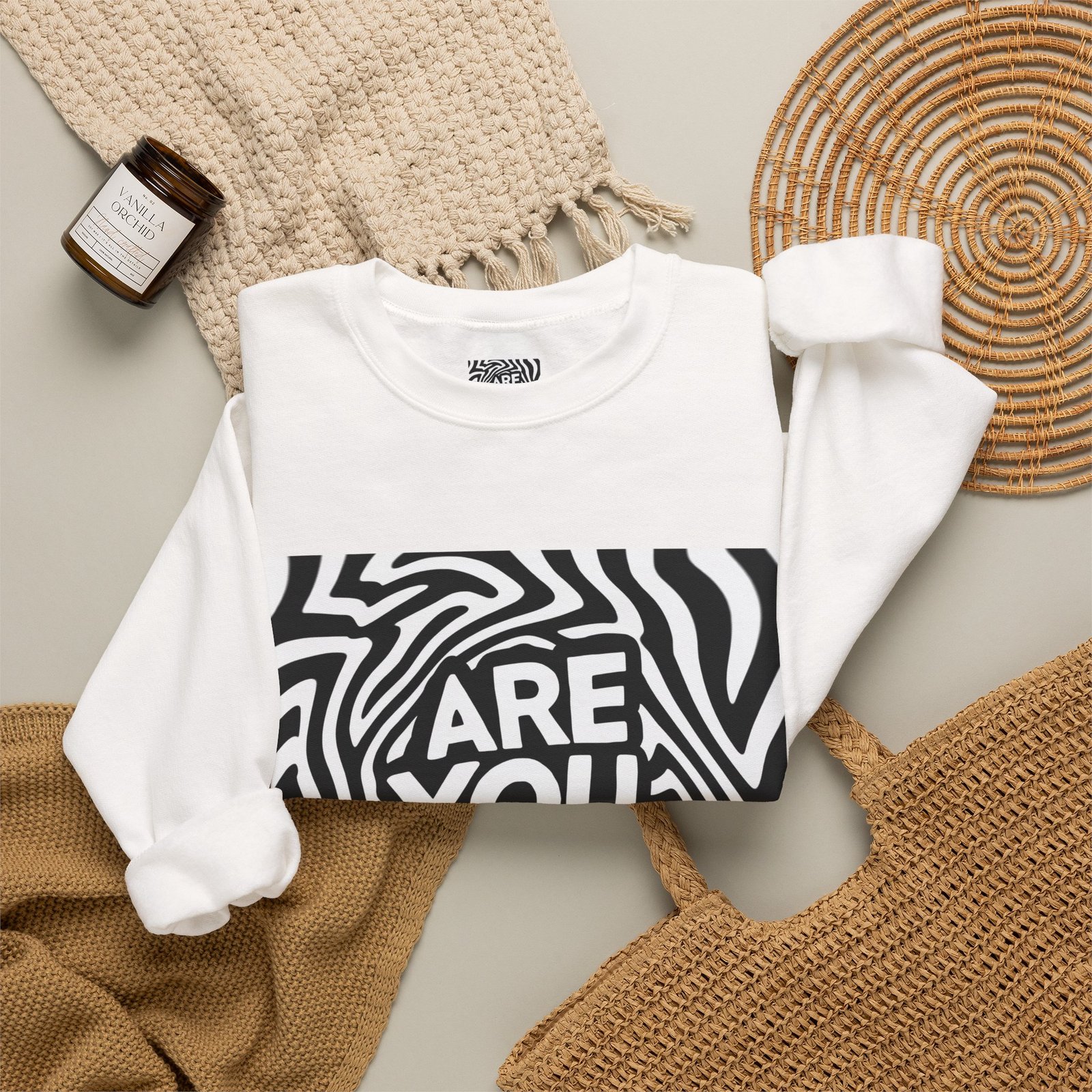 Are You OK? psychedelic swirl crewneck sweatshirt | mental health graphic - Image 4